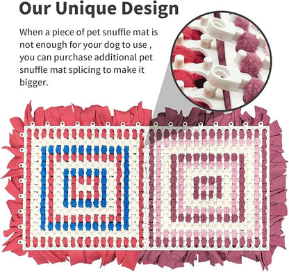 Pet Snuffle Mat for Dogs, Dog Feeding Mat, Nosework Training Mats for Foraging Instinct Interactive Puzzle Toys (Red&Blue&White)