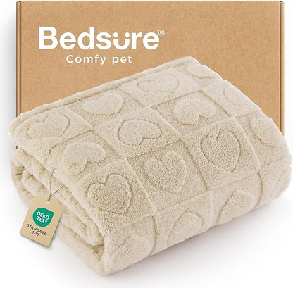 Bedsure Dog Blankets for Small Dogs Washable - Fluffy Fuzzy Cat Puppy Blanket with Premium 300GSM Coral Fleece Soft for Pet Kitten Doggy, White, 25x35IN