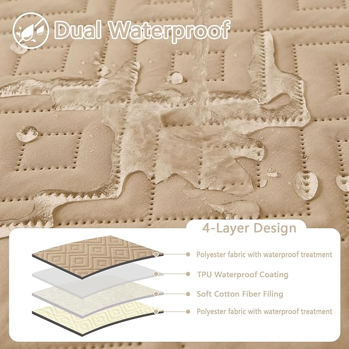 hyha Waterproof Dog Blanket, Soft Pet Bed Blankets, Waterproof Sofa Couch Cover for Dogs Washable, Reversible Pet Couch Covers for Sofa Furniture (82x102 Inch, Camel/Beige)