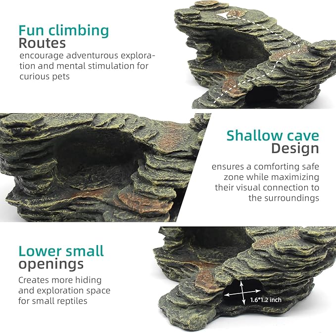 Turtle Basking Platform Shale Scape Step Ledge, Reptile Ladder Resting Terrace Aquarium Decor, Great for Reptiles, Amphibians, Frogs, Small Turtle