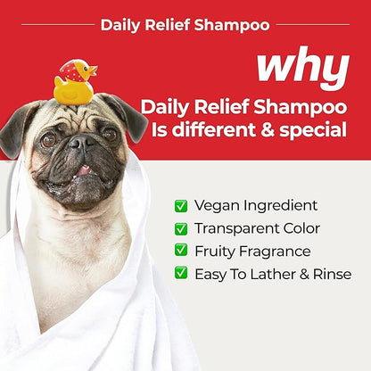 JAYU PET Daily Relief Shampoo - Vet Approved for Itchy Sensitive Skin, Natural Ingredients for Allergies. Moisturizing, Deodorizes Smelly Dogs, Best Odor Eliminating Dog Shampoo (10.1oz)