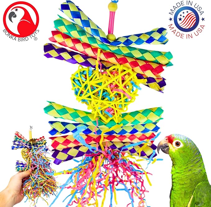 Bonka Bird Toys 1730 Foraging Heart Medium - 9” x 6” - for Conures, Cockatiels, Parakeets, and Similar Breeds
