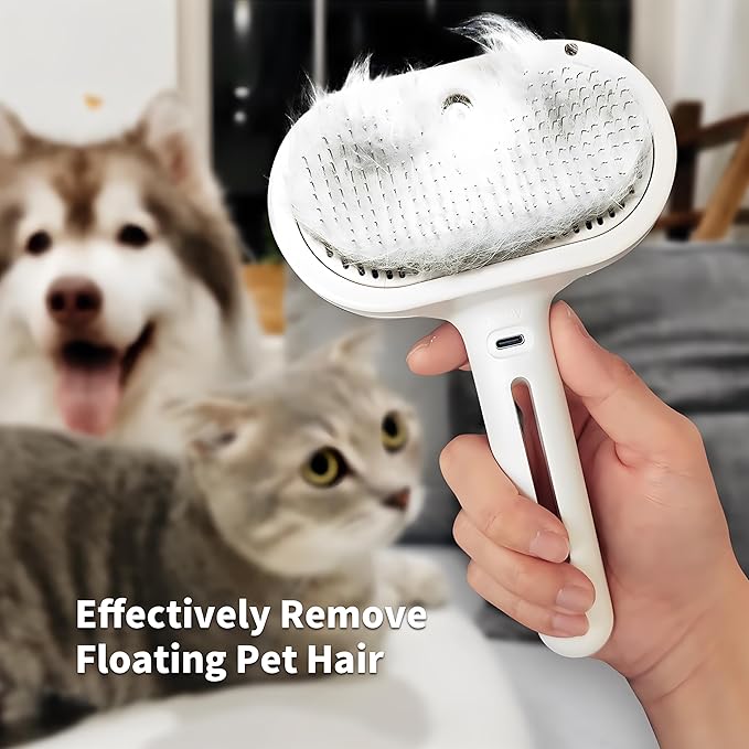 Cat Steam Brush For Shedding, Grooming Tool for Cats and Dogs with Steam Function, Massage, and Shedding Hair Removal - Ideal for Pets, Featuring Weighted Blanket Technology, Hair Brush (white comb)