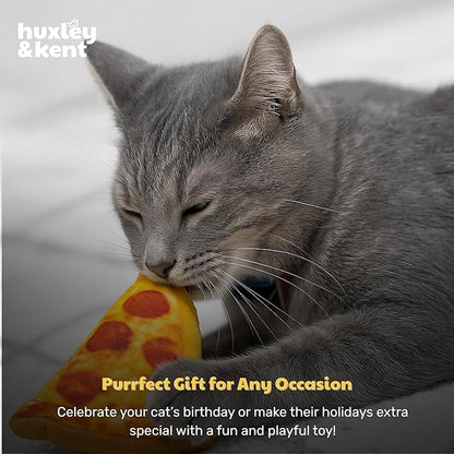 Huxley & Kent Plush Cat Toy - Interactive Catnip Toy for Cats & Kittens - Soft with Crinkle & Catnip - Fun Indoor Play - Pizza