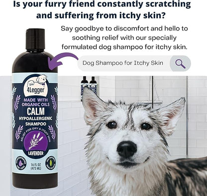 Calm All Natural Lavender Dog Shampoo - Organic Dog Shampoo for Dry Itchy Skin - Calming and Hypoallergenic for Sensitive Skin - Concentrated - USA