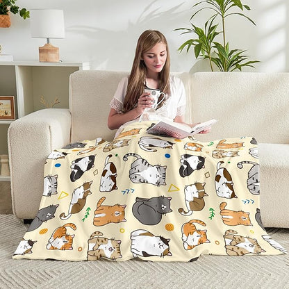 Cat Kids Throw Blanket for Girls Boys Teens Soft Fuzzy Flannel Animal Bed Blanket for Women Adults Plush Cute Christmas Birthday Gifts,50”x60”
