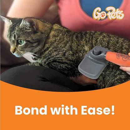 GoPets Self-Cleaning Slicker Brush for Dogs & Cats, Dematting Comb, Dog Brush for Shedding, Gentle Detangling, Suitable for Short & Long Hair, Comfortable Silicone Grip - Orange & Grey