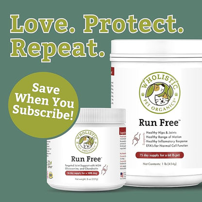 Wholistic Pet Organics Joint Supplement for Dogs - 4 Oz - Daily Dog Hip and Joint Supplement with Glucosamine Chondroitin & MSM to Support Mobility - All Breeds & Ages - Organic Glucosamine for Dogs