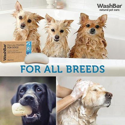 Dog Shampoo Bar Soap for Itchy Skin Relief - 2.8 oz - Concentrated Dog Soap for Sensitive Skin with Natural Manuka and Neem Oil to Ease Allergies, and Itching