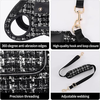 Dog Lift Harness Dog Carrier Dog VES Harness Adjustable Dog Leash with Small Puppy Treat Bag（Black,XS）