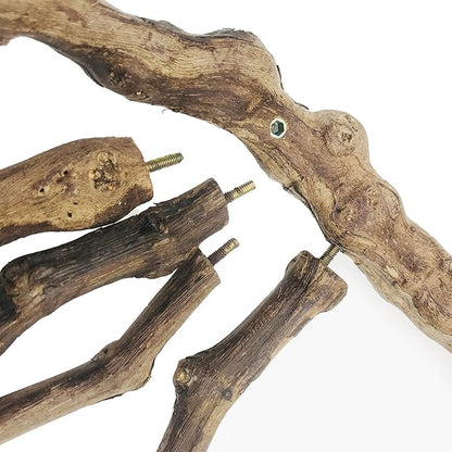 Allazone Bird Perch Natural with Chewing Toys Natural Grapevine Bird Stand Grape Stick Natural Bird Parrot Perch Standfor Parrots, Parakeets Cockatiels, Conures, Macaws, Love Birds (Style 1)