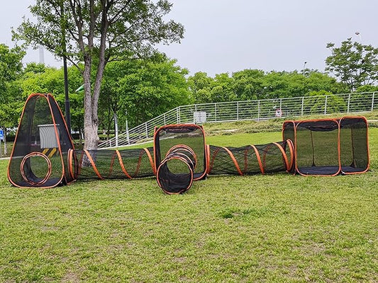 6 in 1 Pet Cat and Dog Tunnel Tent Foldable Pet Tent Outdoor Pop Up Pet Playpen Cage Fences House (Styles 1)