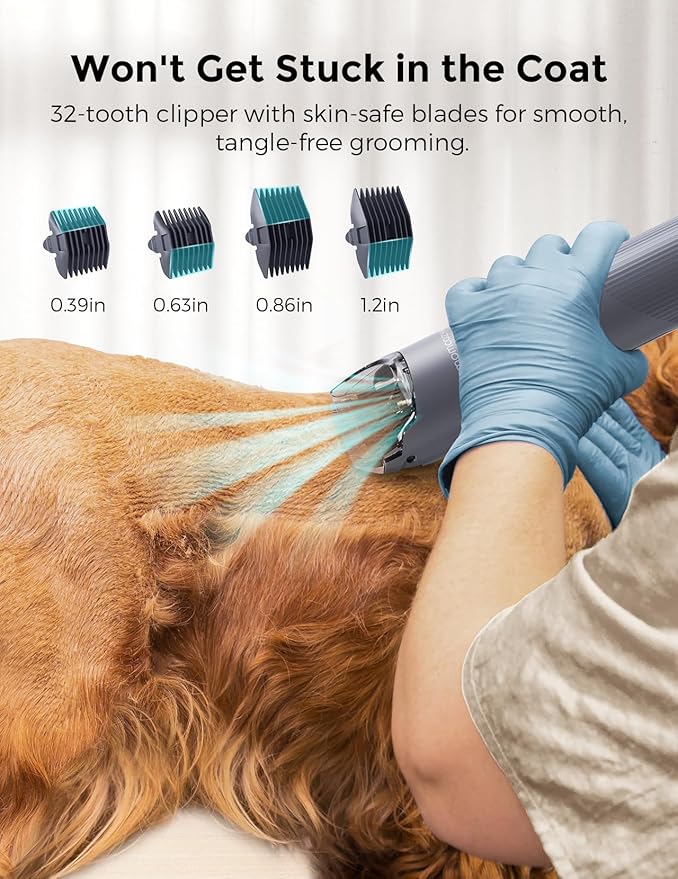 Dog Grooming Kit, FurEase Dog Grooming Vacuum with Dog Clippers for Grooming, 13000Pa Powerful Dog Vacuum for Shedding Grooming with 5 Pet Grooming Tools (Iron Gray, 2.5 Liter Canister)