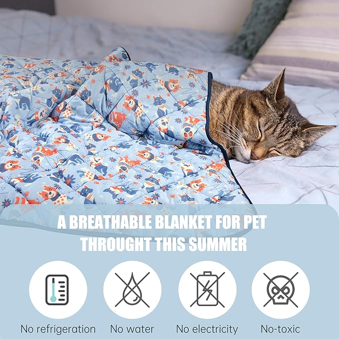 Premium Cooling Blanket for Dogs Pet Cooling Pads Washable Pet Cool Mat for Cats Hot Weather Puppy Lightweight Throw Calming Pad(40x60 inches)