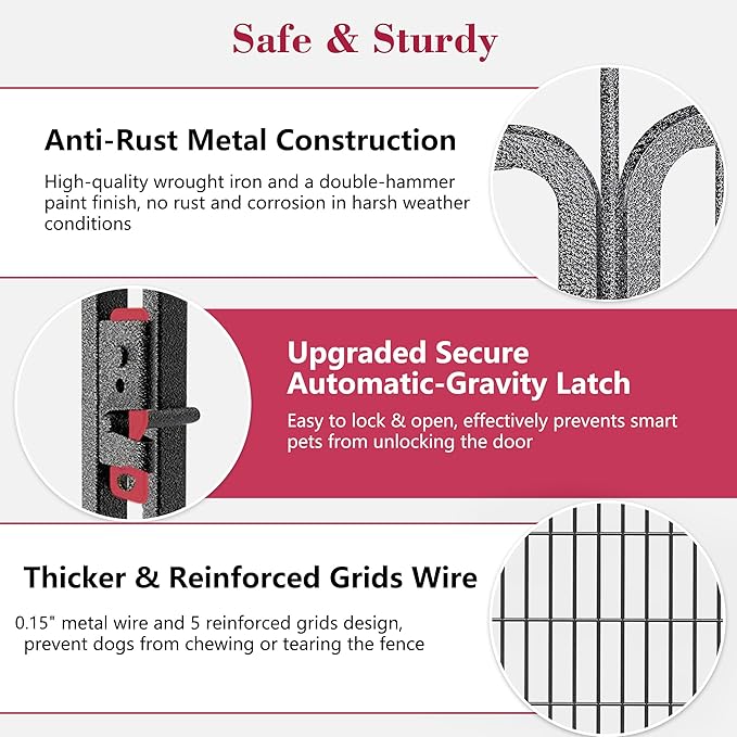 Dog Playpen Dog Fence Outdoor for Yard, 32inch 34 Panels Dog Pens Outside Anti-Rust Pet Playpen Exercise Pen with Lock for Large Medium Small Dogs, Portable Pet Fence for Yard RV Camping