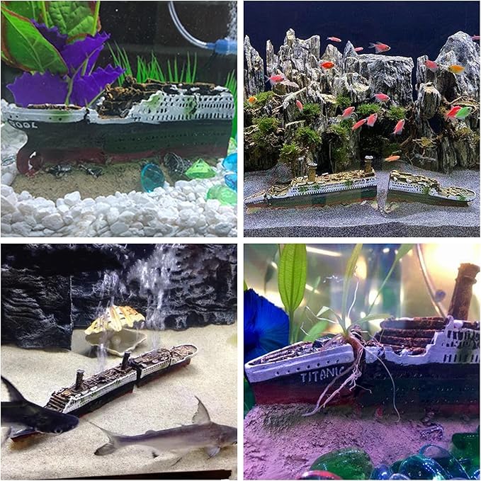 M2cbridge Antique Roman Column Ruins European Castle Aquarium Decorations Fish Tank Hideout Rocks(Titanic Shipwreck)
