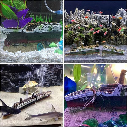 M2cbridge Antique Roman Column Ruins European Castle Aquarium Decorations Fish Tank Hideout Rocks(Titanic Shipwreck)