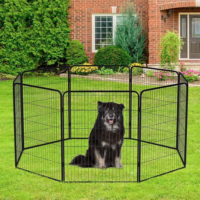BestPet | Dog Playpen Extender | 40 Inch, 4 Panels | Heavy Duty Metal Pet Exercise Pen | Indoor Outdoor Fence Panels | Rust-Resistant, Removable, Tool-Free Setup | Anti-Skid, Expandable Design