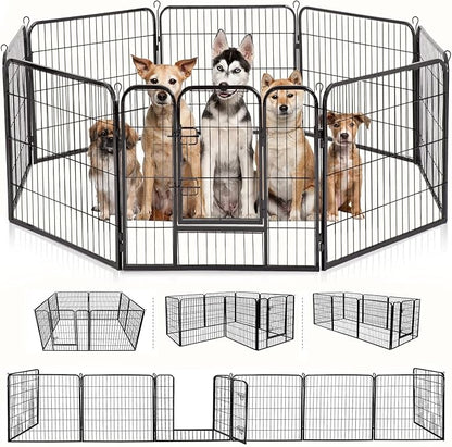 BestPet | Dog Playpen | 32 Inch, 8 Panels | Heavy Duty Metal Pet Exercise Pen | Indoor Outdoor Fence Panels | Rust-Resistant, Removable, Tool-Free Setup | Anti-Skid, Expandable Design