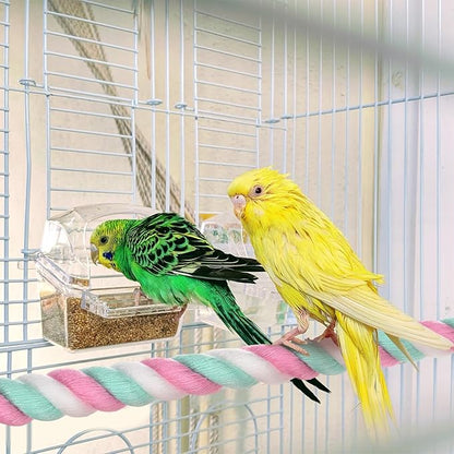 2-Pack Rope Perches for Bird Cages, 13.8 in Length Comfort Grip Flexible Rope Perch Beak & Paw Grinding for Parrots/Cockatiels/Parakeets, Bird Platform Sand [Pink Cyan]