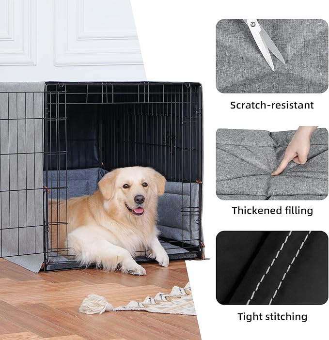 3-Piece Waterproof Dog Crate Cover Set with Kennel Cover, Bed Mat & Bumper Pad - Washable Pet Crate Accessories Fit for 24 Inch Dog Cages (24", Gray)