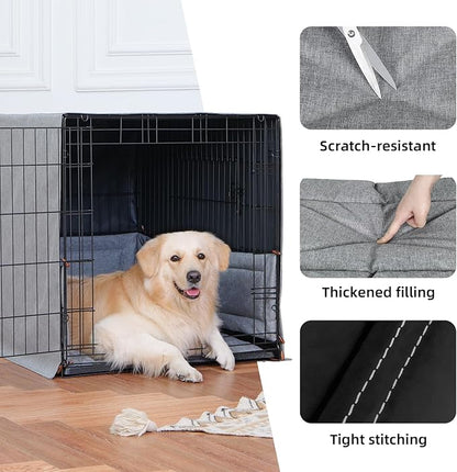 3-Piece Waterproof Dog Crate Cover Set with Kennel Cover, Bed Mat & Bumper Pad - Washable Pet Crate Accessories Fit for 30 Inch Dog Cages (30", Gray)