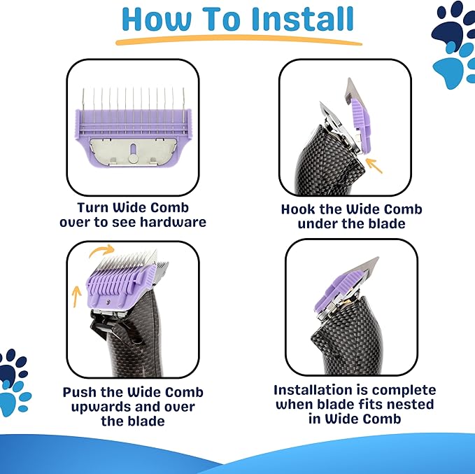 30 Wide Blade & 32mm 38mm Wide Clipper Guard Attachment Set for A5 Series Clippers| Stainless Steel Blade for Professional Dog Groomers| Snap-On/Off Design Wide Guard Combs for Dog Grooming