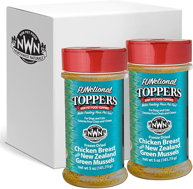 Northwest Naturals Freeze-Dried Chicken Breast with Green Lipped Mussels - Functional Topper - for Dogs and Cats - Limited Ingredients, Human Grade, All Natural - 5 Oz (Pack of 2)