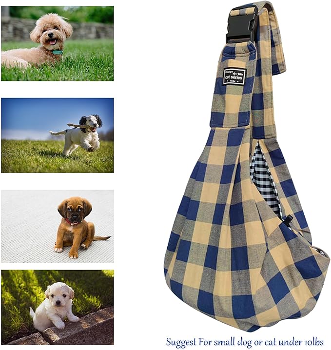 Dog Slings for Small Dogs,Adjustable Puppy Cat Sling Mesh Hands Free Chest Bag Escape Proof for Small Pet 10lbs Daily Walk,Outdoor Activity (Khaki)