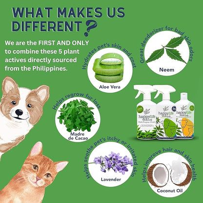 Dog Shampoo and Conditioner 2-in-1 Formula Natural Ingredients for Dogs & Cats - Cat Shampoo and Conditioner - Detangler Dog Shampoo Itchy Skin Relief - Hypoallergenic 500mL