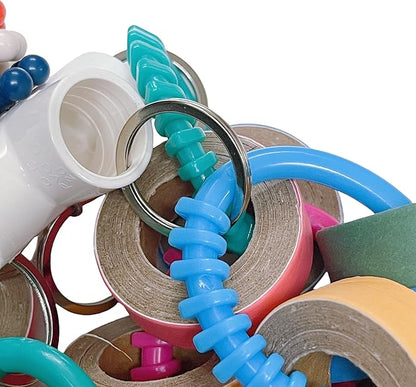 Fatty Bagel Cascade 24Pcs Bird Toys for Parrots Durable Cardboard Chewing Shredding Foraging 1.75“ for Medium & Large Parrot Amazons Mini Macaws African Greys Cockatoos Eclectus Senegal