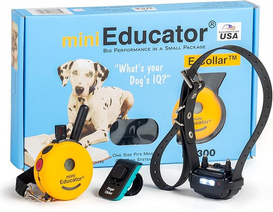 E-Collar  Educator ET-300-1/2 Mile Waterproof Remote Dog Training Collar Includes Premium Finger Clicker Trainer, 100 Programmable Levels + Vibration + Light + Sound