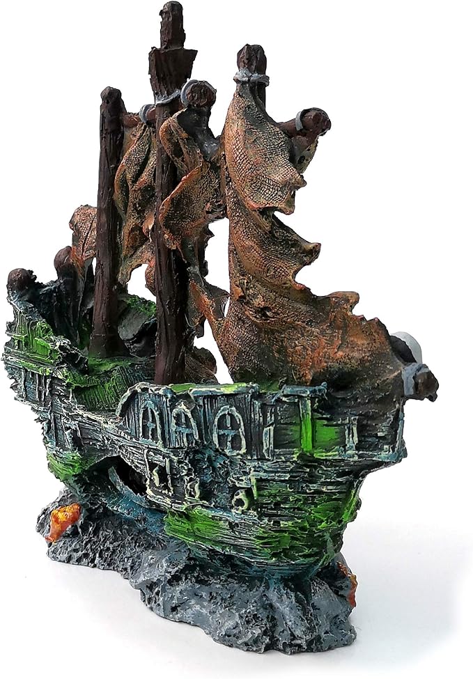 M2cbridge Antique Roman Column Ruins European Castle Aquarium Decorations Fish Tank Hideout Rocks (Pirate Shipwreck)