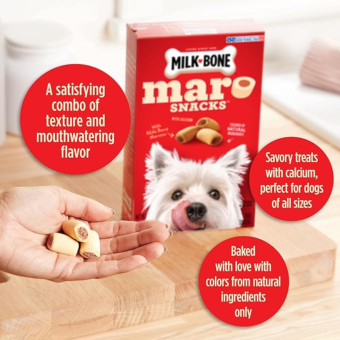 Milk-Bone MaroSnacks Dog Treats, Beef, 15 Ounce (Pack of 6) with Real Bone Marrow and Calcium