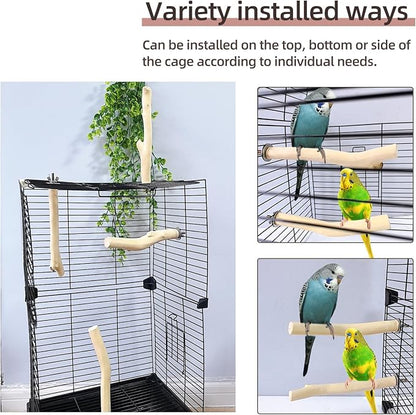 Hamiledyi Wood Bird Perch Stand Parrot Stand Branch Natural Wood Stick Paw Grinding Cage Accessories for Small Birds Parrots Parakeets Cockatiels Conures Lovebirds(2 Pcs)