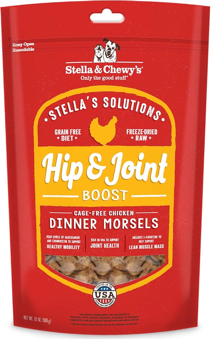 Stella & Chewy's Stella's Solutions Hip & Joint Boost Cage-Free Chicken Dinner Morsels Freeze-Dried Raw Dog Food, 13 oz.