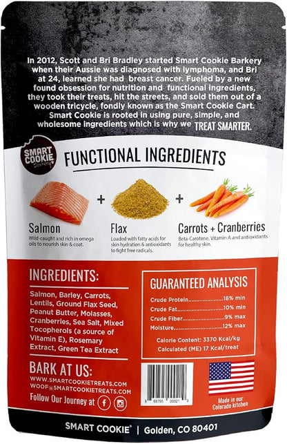 Smart Cookie All Natural Dog Treats - Healthy Skin & Coat Salmon Dog Treats - Ideal for Sensitive Stomachs or Itchy, Allergic, Dry Skin - Dehydrated, Crunchy, Human-Grade, Made in USA - 8oz, Pack of 1