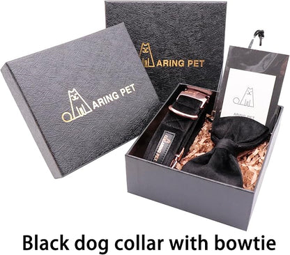 ARING PET Bowtie Dog Collar,Velvet Dog Collars with Removable Bowtie, Adjustable Bowtie Collar for Girl and Boy Dogs.