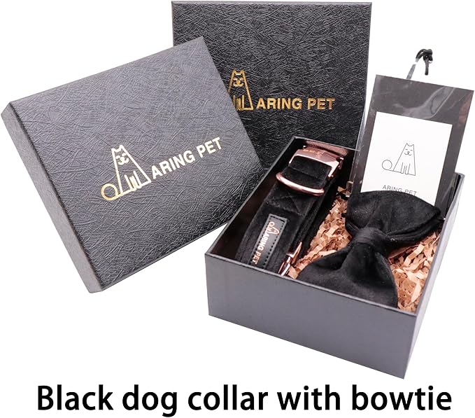 ARING PET Bowtie Dog Collar,Velvet Dog Collars with Removable Bowtie, Adjustable Bowtie Collar for Girl and Boy Dogs.