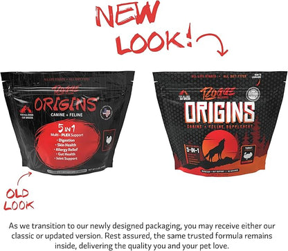 ROGUE PET SCIENCE Origins 5-in-1 Dog Supplement - Powdered Food Topper w/Natural Turkey Protein- Supports Healthy Digestion, Skin, and Coat - Helps Reduce Itching & Joint Inflammation (2LB)