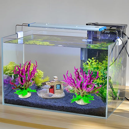 kathson Artificial Coral Ornament Resin Coral Decor for Fish Tank Underwater Sea Plants Decorations Aquarium Landscape (Purplish Green)