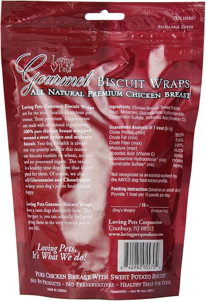 Loving Pets All Natural Premium Sweet Potato Biscuit and Chicken Wraps with Glucosamine and Chondroitin Dog Treat Pack 2 (2 Items)