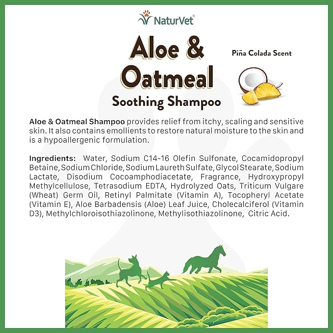 NaturVet Aloe & Oatmeal Soothing Shampoo for Dogs & Cats 16 oz