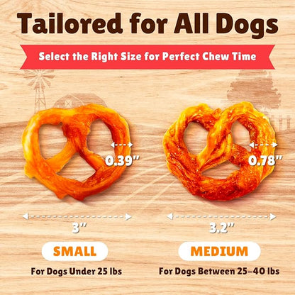 Gootoe Turkey Tendon Dog Treats  100% USA-Sourced, Natural Snack, Premium Training Chews, Hypoallergenic, Reseal Value Bags, Size for Small Dogs, Pretzel (Small) 6 Unit/Pack