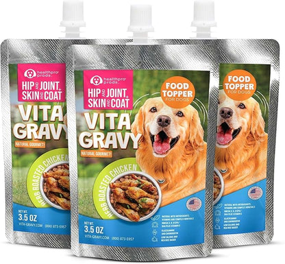 VitaGravy Dog Food Topper for Dry Dog Food Wet Dog Food in Herb Roasted Chicken Delicious Flavour. Dogs Love Rich Gravy Texture than Bone Broth for Dogs. Farmers Dog Food topper, Pet Food, 3.5oz, 3 Pk