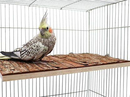15.7 _ 11.8 inch Large Bird Perch Stand Platform, Natural Wooden Small Animals Cage Accessories, Rectangle Stand Perch Shelf for Parrot Parakeet Cockatiel Rat Hamster Guinea Pig Conures Chinchillas