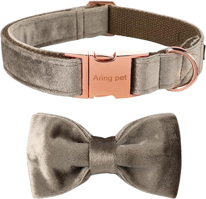 ARING PET Bowtie Dog Collar,Velvet Dog Collars with Detachable Bowtie, Adjustable Bow Tie Collar for Girl and Boy Dogs.