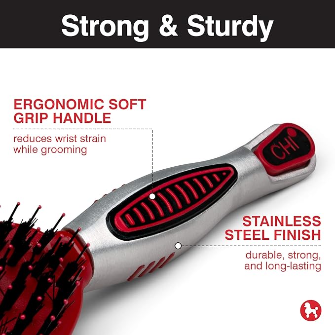 CHI Dog Brush for, Porcupine Brush for Dogs - Grooming Tools for Dogs & Puppies, Removes Mats and Tangles, Ionic Technology, Ergonomic Soft Grip Handle, Suitable for All Hair Types