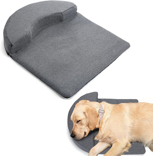 Dog Pillow Benefit for Cervical Vertebra/Neck -Dog Calming Pillow for Soothing Joints and Improving Sleep, Arched Dog Bed Pillow with Sponge Support, Washable for Large Dogs, L