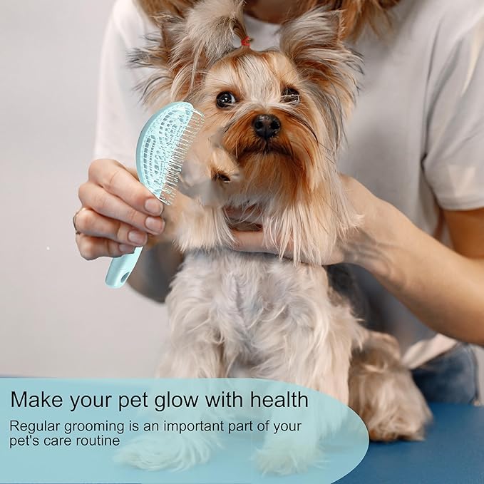 Eco-Friendly Detangling Pin Brush for Dogs and Cats | Ergonomic Handle Pet Brush for Wet or Dry Hair, Gentle Grooming Tool for Pets, Green